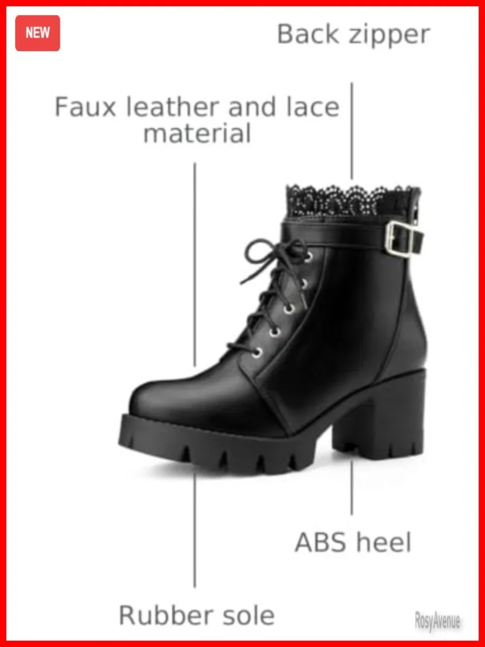 Goth Platform Chunky Heel Lace Combat Boots Ankle Booties